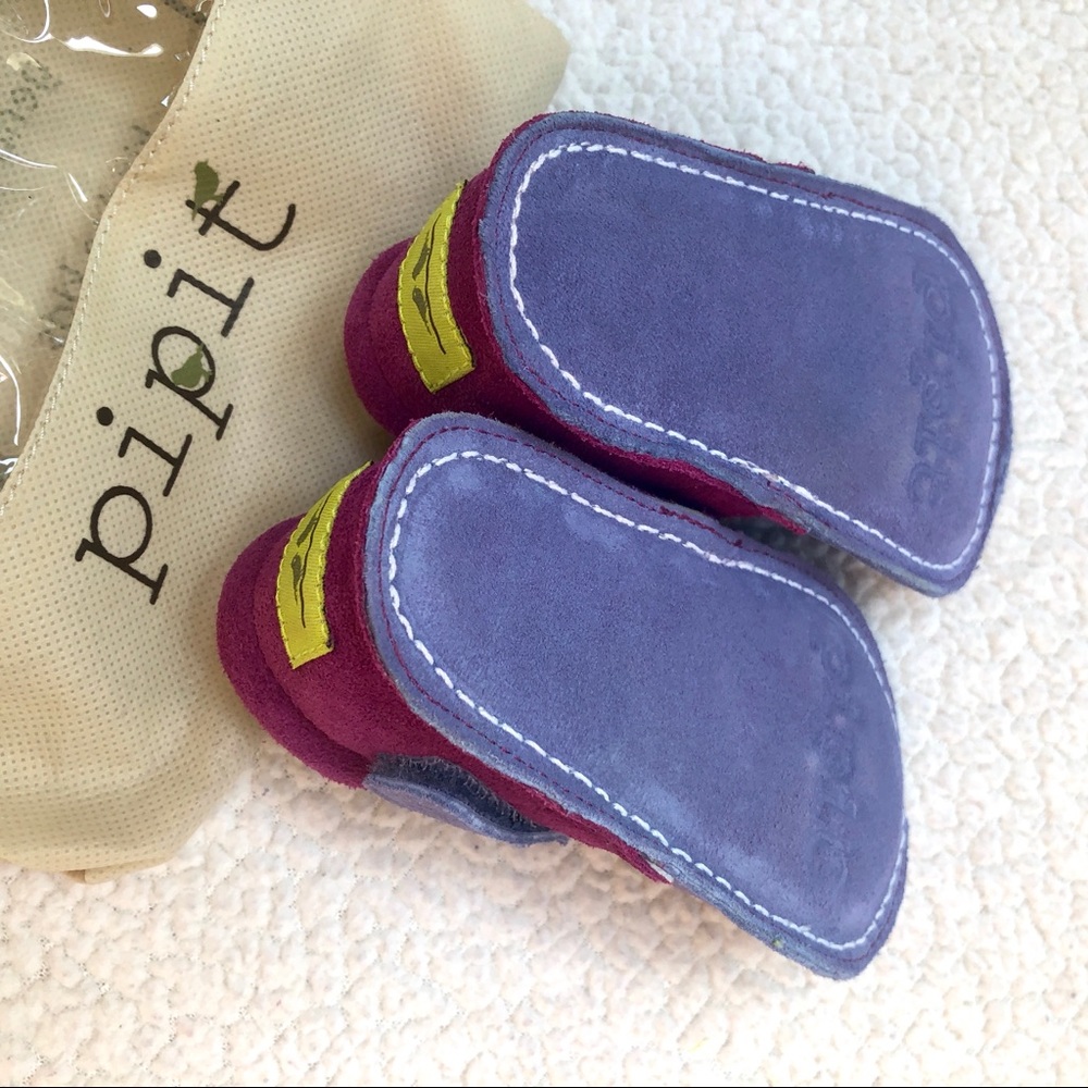 Pipit Suede Flower Lilac Fuchsia Baby Shoes Size 4 - Picture 5 of 10